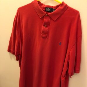Red polo shirt